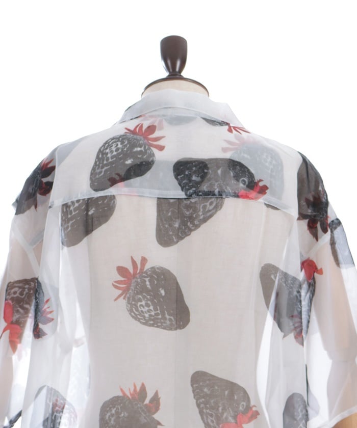 Strawberry Print Sheer Shirt