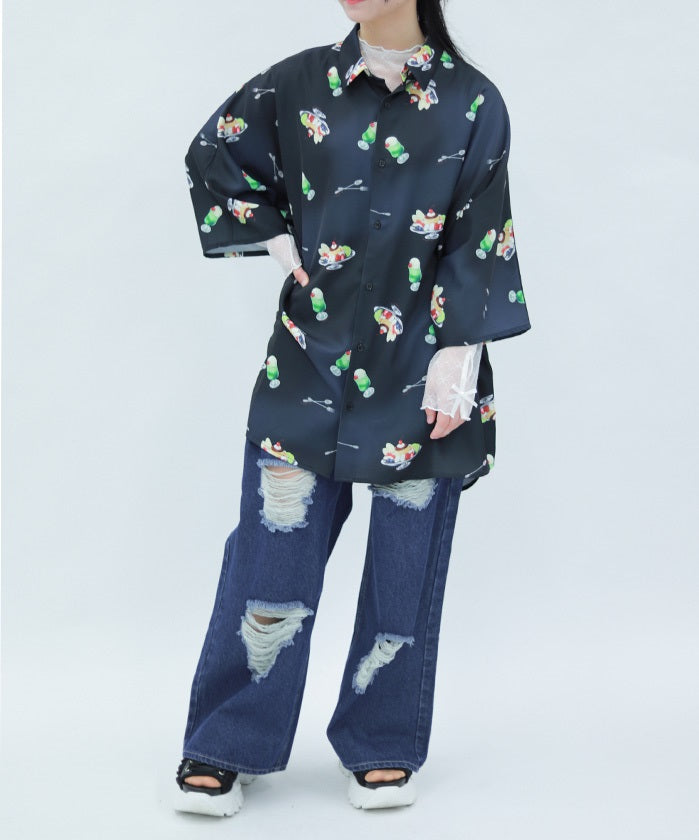 Pudding A La Mode Pattern Short Sleeve Shirt