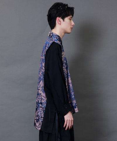 Floral Pattern Jacquard Kariginu Design Shirt