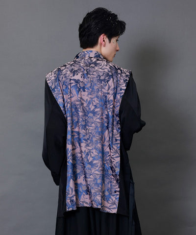 Floral Pattern Jacquard Kariginu Design Shirt