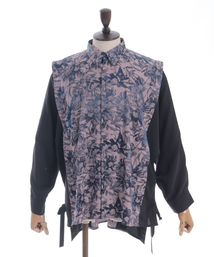 Floral Pattern Jacquard Kariginu Design Shirt