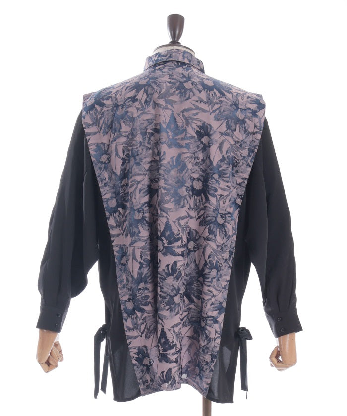 Floral Pattern Jacquard Kariginu Design Shirt