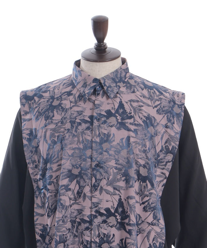 Floral Pattern Jacquard Kariginu Design Shirt