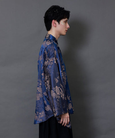 Crane & Folding Fan Jacquard Japanese Sleeve Shirt