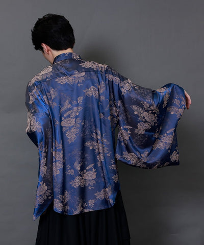 Crane & Folding Fan Jacquard Japanese Sleeve Shirt