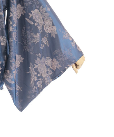 Crane & Folding Fan Jacquard Japanese Sleeve Shirt