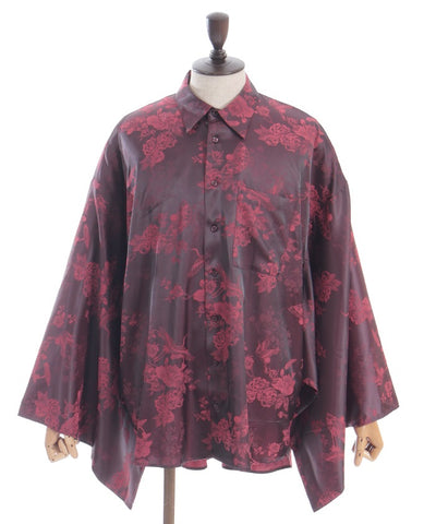 Crane & Folding Fan Jacquard Japanese Sleeve Shirt