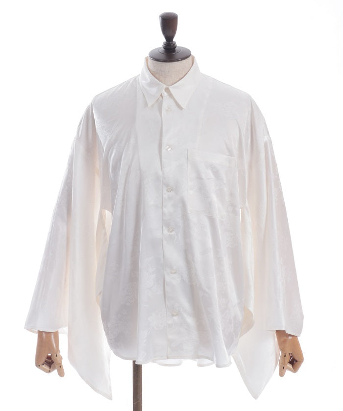 Crane & Folding Fan Jacquard Japanese Sleeve Shirt