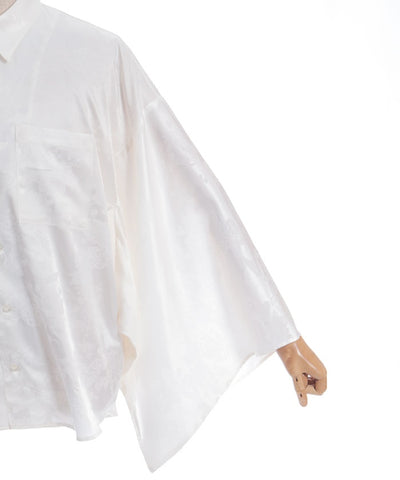 Crane & Folding Fan Jacquard Japanese Sleeve Shirt