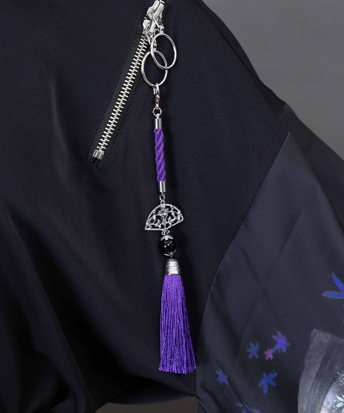 Autumn Leaves & Folding Fan Japanese Sleeve Shirt with Zip