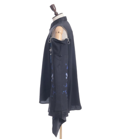 Autumn Leaves & Folding Fan Japanese Sleeve Shirt with Zip