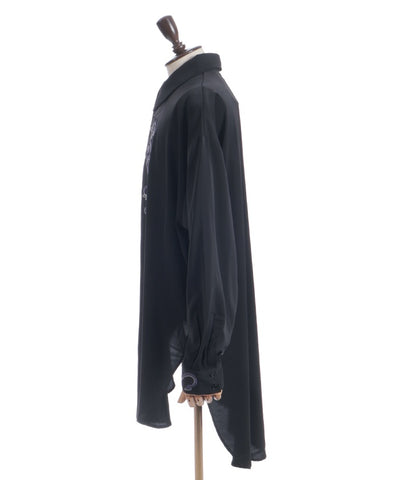 Snake & Lotus Embroidery Long Shirt