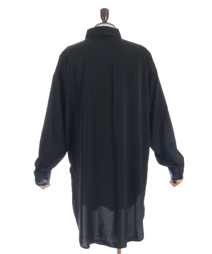 Snake & Lotus Embroidery Long Shirt