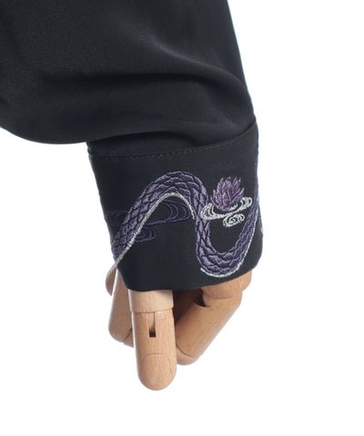 Snake & Lotus Embroidery Long Shirt