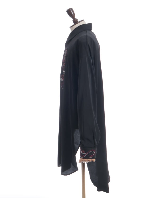 Snake & Lotus Embroidery Long Shirt
