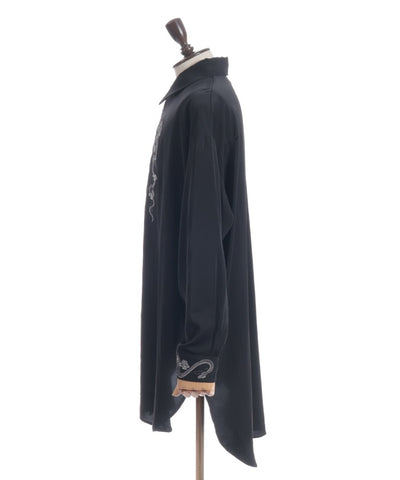 Snake & Lotus Embroidery Long Shirt