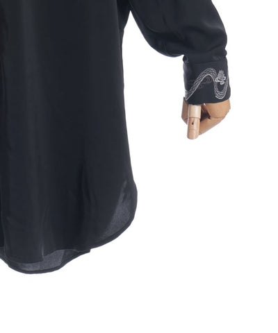 Snake & Lotus Embroidery Long Shirt