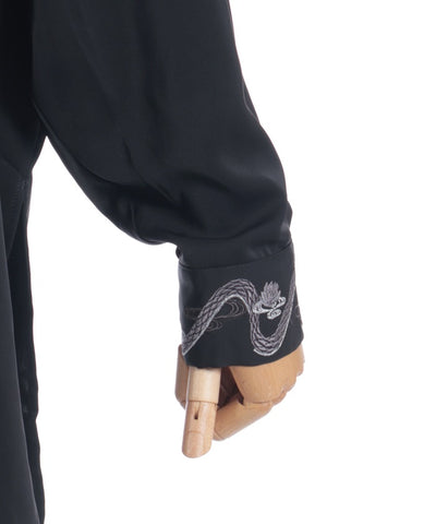 Snake & Lotus Embroidery Long Shirt