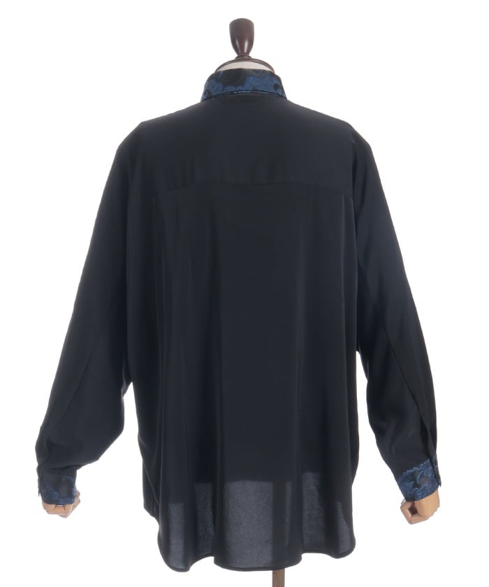 Arabesque Pattern Jacquard Tie Long Sleeve Shirt