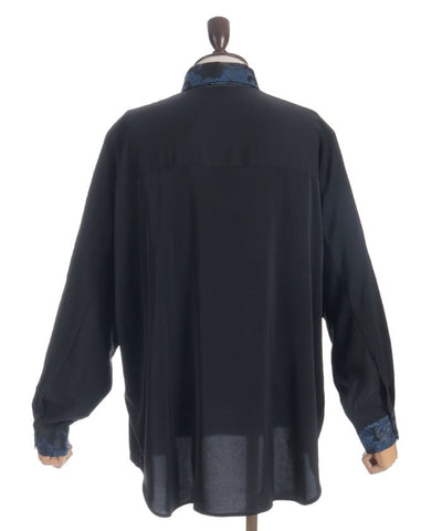 Arabesque Pattern Jacquard Tie Long Sleeve Shirt