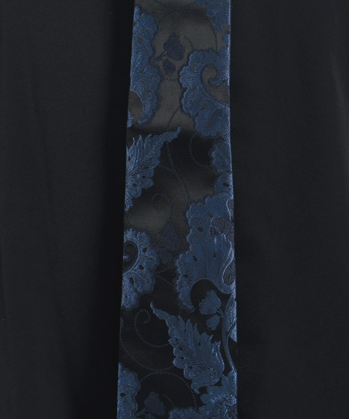 Arabesque Pattern Jacquard Tie Long Sleeve Shirt