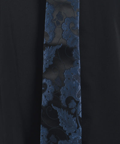 Arabesque Pattern Jacquard Tie Long Sleeve Shirt