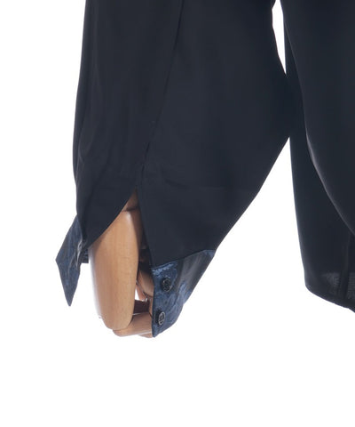 Arabesque Pattern Jacquard Tie Long Sleeve Shirt