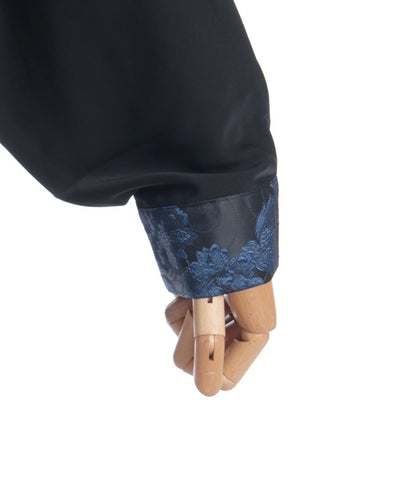 Arabesque Pattern Jacquard Tie Long Sleeve Shirt