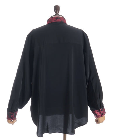 Arabesque Pattern Jacquard Tie Long Sleeve Shirt