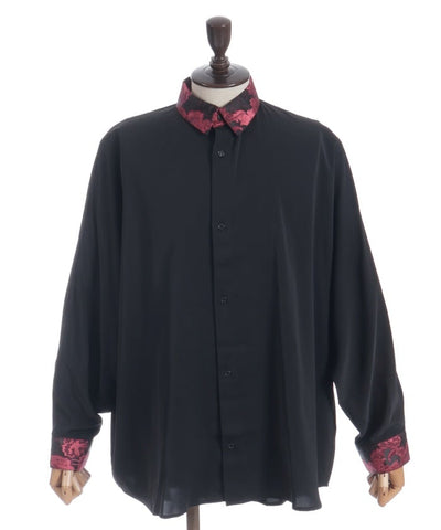 Arabesque Pattern Jacquard Tie Long Sleeve Shirt