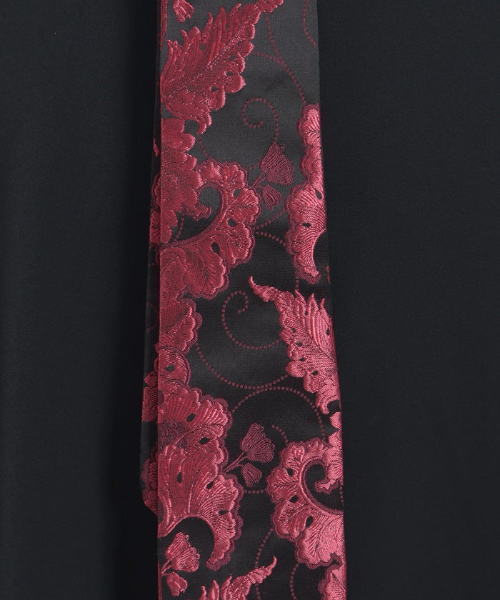 Arabesque Pattern Jacquard Tie Long Sleeve Shirt