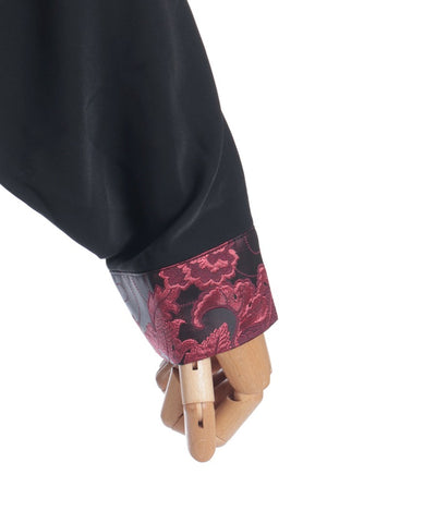 Arabesque Pattern Jacquard Tie Long Sleeve Shirt