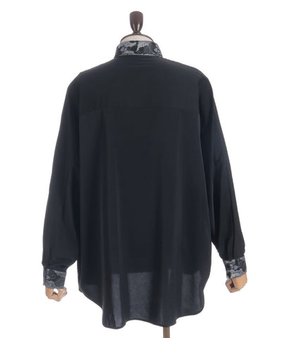 Arabesque Pattern Jacquard Tie Long Sleeve Shirt