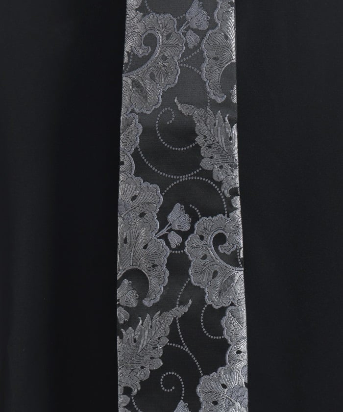 Arabesque Pattern Jacquard Tie Long Sleeve Shirt