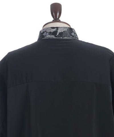 Arabesque Pattern Jacquard Tie Long Sleeve Shirt