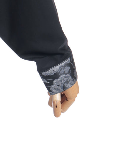 Arabesque Pattern Jacquard Tie Long Sleeve Shirt