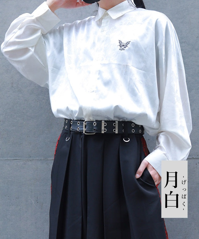 Butterfly Embroidery Jacquard Shirt