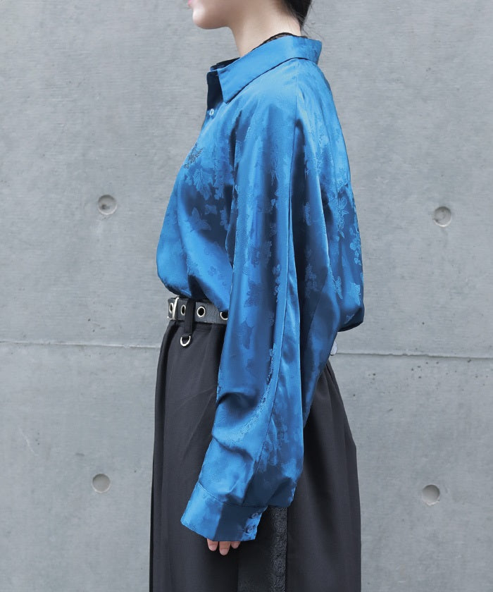 Butterfly Embroidery Jacquard Shirt