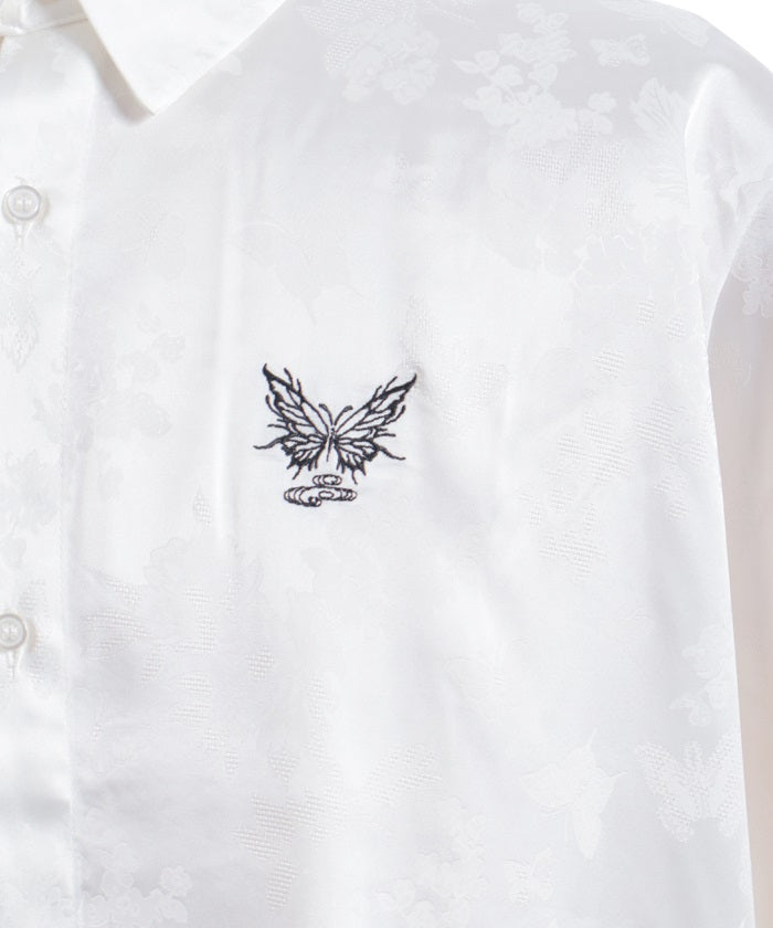 Butterfly Embroidery Jacquard Shirt