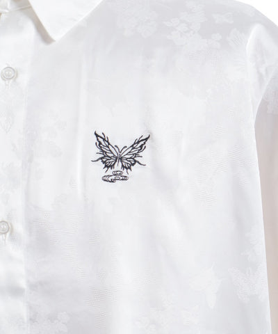 Butterfly Embroidery Jacquard Shirt