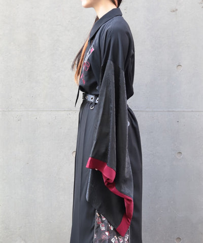 Hanafuda Embroidery Japanese Sleeve Shirt