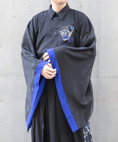 Hanafuda Embroidery Japanese Sleeve Shirt