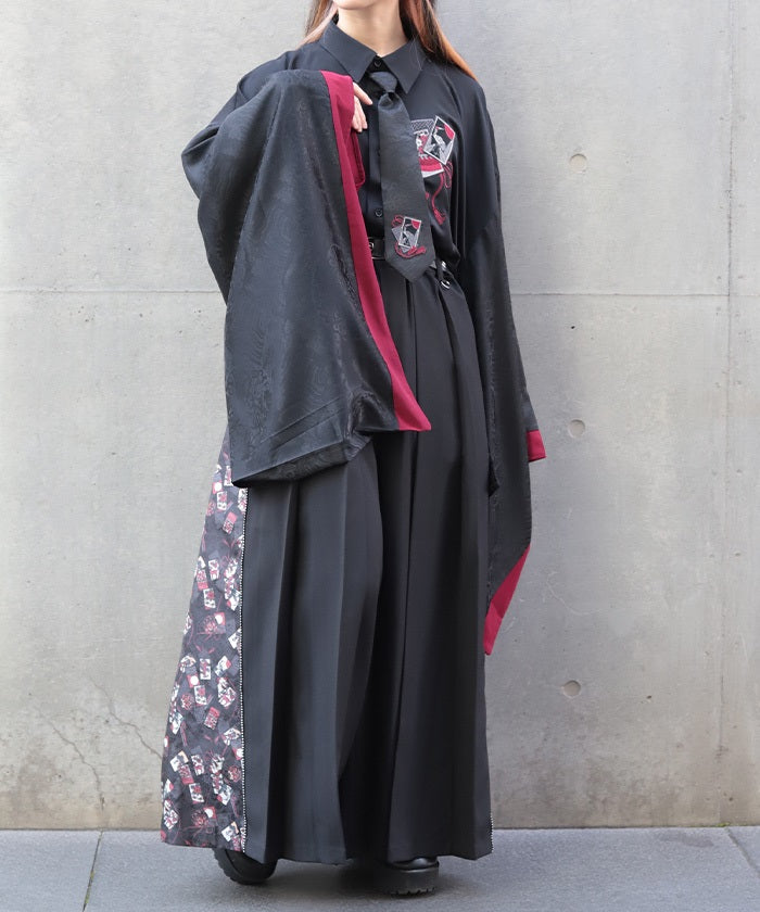 Hanafuda Embroidery Japanese Sleeve Shirt