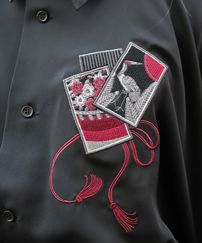 Hanafuda Embroidery Japanese Sleeve Shirt