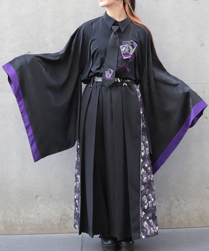 Hanafuda Embroidery Japanese Sleeve Shirt