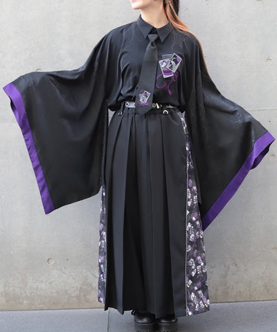 Hanafuda Embroidery Japanese Sleeve Shirt