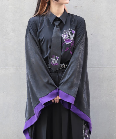 Hanafuda Embroidery Japanese Sleeve Shirt