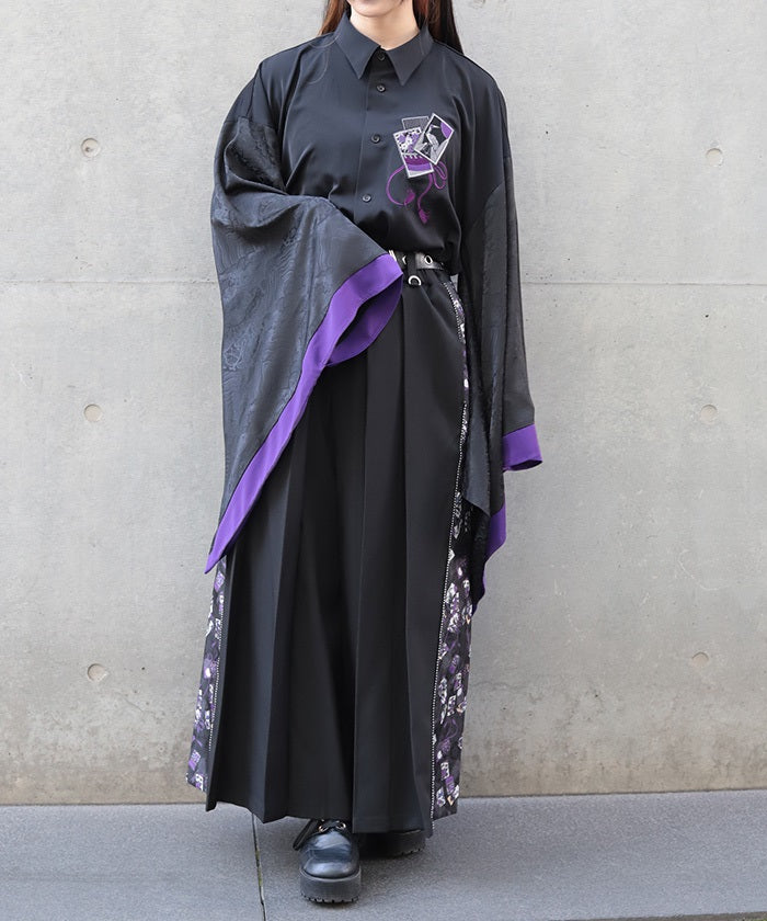 Hanafuda Embroidery Japanese Sleeve Shirt