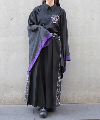 Hanafuda Embroidery Japanese Sleeve Shirt