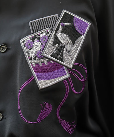 Hanafuda Embroidery Japanese Sleeve Shirt